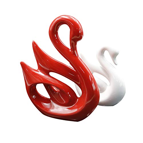 TDRFORCE Swan Couple Ceramic Porcelain Figurine...