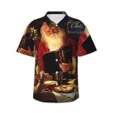 Pidgazdfgv Camicia hawaiana di Babbo Natale da uomo estiva da spiaggia casual a maniche corte abbottonata regalo per vacanze tropicali, Nero , 3XL