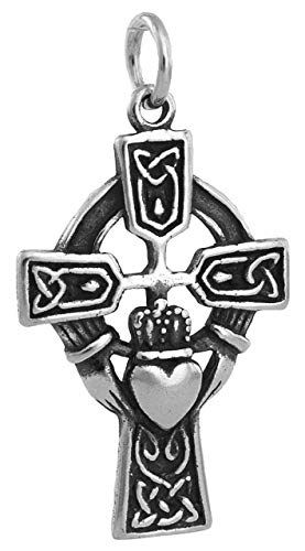 Sterling Silver Irish Celtic Cross With Claddagh - (Pendant Only Or Necklace) #TOP24