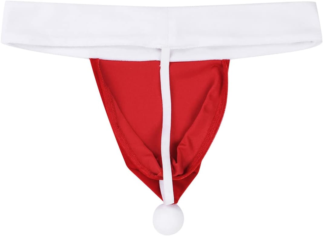 iiniim Christmas Gag Gift Sexy Santa Men G-Strings Thong Backless Underwear T-Back