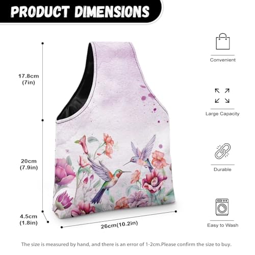 Image of Hummingbird Yarn Bags for Crochrting Organzing Knitting Bag Yarn Storage Shelves Floral Crochet Tote Bag,Small