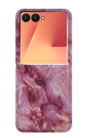 Housse Samsung Galaxy Z Flip 7 pink marble en cuir pour sublimer vos tenues en soirée