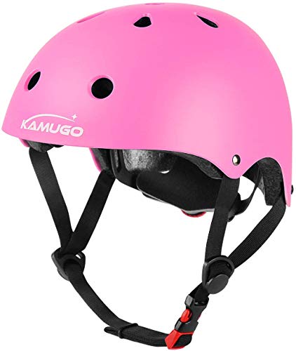 KAMUGO Kids Adjustable Helmet, Suitable for Toddler Kids Ages 2-8 Boys Girls, Multi-Sport Safety Cycling Skating Scooter Helmet (DarkPink, Small)
