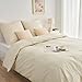 Produktbild WohlNest Bettwäsche 220x240 Baumwolle Beige, 220x240 Bettwäsche Set 1 Bettbezug 220x240 Baumwolle + 2 Kissenbezügen 80x80 cm,Oeko-TEX Bettwäsche 100% Baumwolle mit Reißverschluss