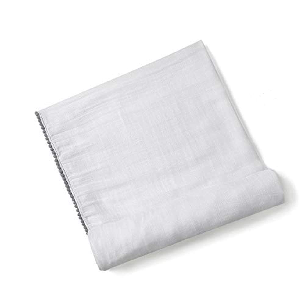 Malabar Baby Bamboo Pom Pom Swaddle for Newborn - Ultra Soft Organic Cotton Blend Baby Bath Clothing - Breathable Large Receiving Blanket Wrap, Pre-Washed, 0 to 3 Years, 120cm x 120cm (47"x47") - Grey