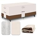 CNCZMH Heavy Duty Patio Furniture Covers Waterproof, 600D Outdoor Furniture Cover Waterproof for Sectional Sofa Couch, Outdoor Dining Table and Chair Set Covers 111''L x 74''W x 28''H, Beige Brown