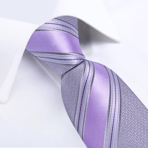 Image of DiBanGu Mens Striped Tie Silk Woven Necktie and Pocket Square Cufflinks Tie Clip Set Wedding Business Formal Gift Tie for Men