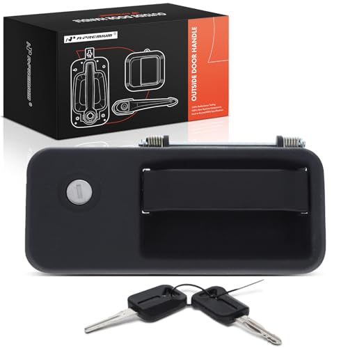 A-Premium Front Left Driver Side Exterior Door Handle with Key Cylinder Compatible with Volvo VHD 2004-2017, VN 2004, VNL 2004-2018, Zinc Black