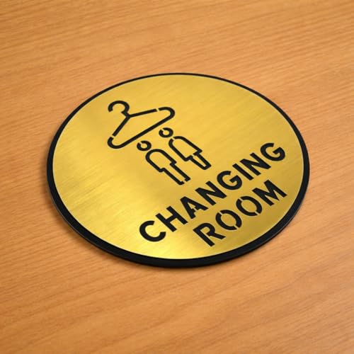 Image of Premium Brush Gold Finish Acrylic Changing Room Door Sign Easy to Mount Self-Adhesive Tape Signage for Hotel Office Resort Society Corporate Business