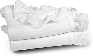 ShapeW Manta de muselina para bebé recién nacido, manta de algodón suave con volantes, manta envolvente para bebé, color blanco