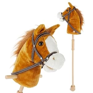 Bieco Steckenpferd Kinder Brownie | Hobby Horse Pferde | Steckenpferd Rollen | Steckenpferd Holz Pferd Stab | Stock Pferde Schöne Steckenpferde für Kinder Stockpferd Kleinkind Zubehör