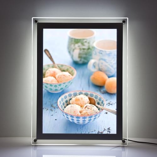 Soporte de pared A4 para colgar en la mesa/caja de luz LED, soporte para carteles, marco de fotos de cristal, exhibición publicitaria