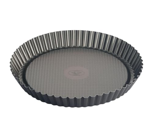 OPIROS Teglia Per Crostata Diametro cm.28 Stampo Rotondo In Alluminio Antiaderente Fondo Rialzato Tortiera Per Crostate Quiche Torte Salate