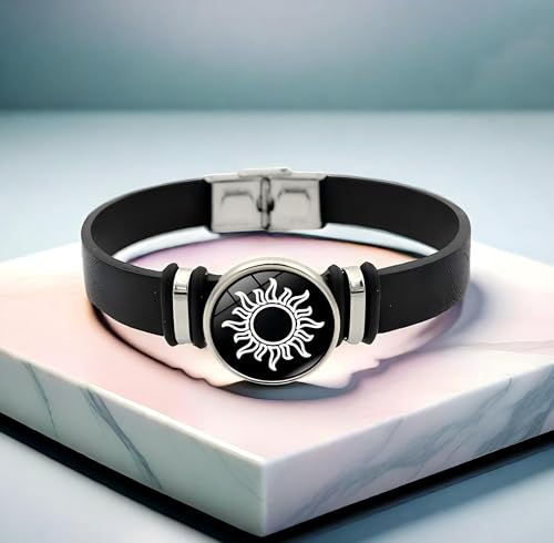 Image of 2pcs Sun And Moon Bracelet, Couple Bracelet Long Distance, Sun and Moon Bracelet for Romantic Partners,Without Vibration and Lighting Function Couple Bracelet Long Distance, Best Friend , Black