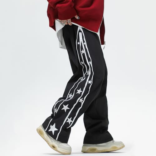 LANGWEI Men's Sweatpants Baggy Hip Hop Straight Elastic Waist Relaxed Fit Oversized Skateboard Pants3