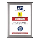 DisplaysMarket 8.5x11  Snap Frame for Wall Mount, Opti Frame, 1 inch Profile-  Silver, 5