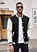 COOFANDY Mens Fashion Varsity Jackets Leather Sleeve Slim Fit College Baseball Letterman Bomber Coat Black/White X-Large