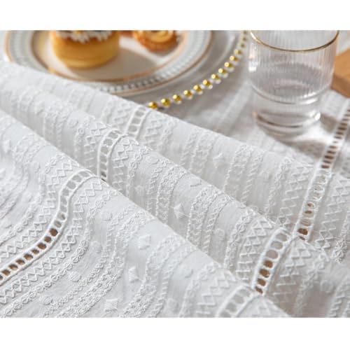 Nappe rectangulaire coton blanc brodé pour protéger et décorer la table - 5