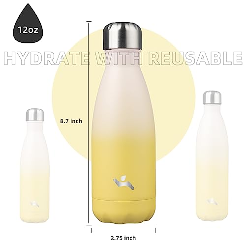 Image of Konokyo Insulated Water Bottles,12 oz Double Wall Stainless Steel Vacumm Metal Flask for Sports Travel,Lemon