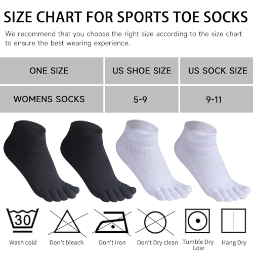 Image of Meaiguo Womens Toe Socks Cotton Five Finger Ankle Socks with Toes Separated for Running Athletic 4 Pairs