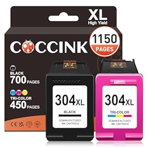 COCCINK 304XL voor HP 304 inktcartridges Envy 5000 Series DeskJet 3700 2600 3750 3760 2620 2622 2630 2632 3720 3730 3755 3764 3733 Envy 5032 55 030 50 gram. 010 5020 5055 5052 voor HP 304 XL zwart en