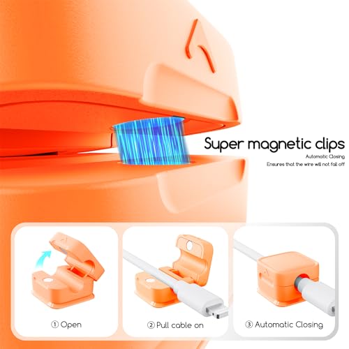 smofish Magnetic Cord Organizer Holder, 6 Pack Desk Cable Clips Management, Hide Phone Charging Cable Keeper, Strong Adhesive Wire Charger Holder for Nightstand, Kitchen Appliances, Office Supplies miniatura 3