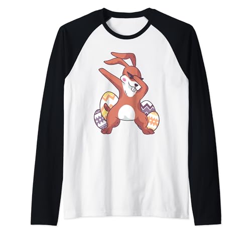 Conejito Dabbing Dab Dance Pascua Tienda divertida Camiseta Manga Raglan
