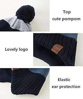 Monimo Bonnet d'hiver en tricot pour bébé avec cache-oreilles et doublure en polaire épaisse pour enfants, A - Greystar., 6-10 ans