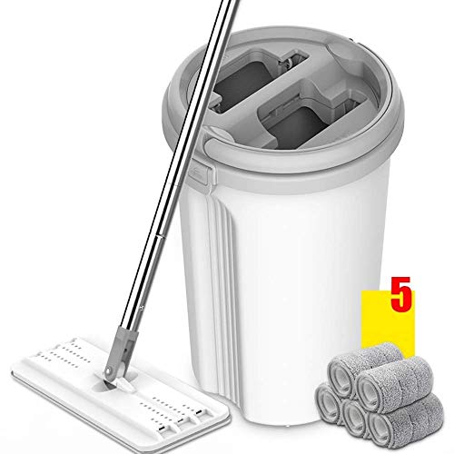 Komplettes System zum Waschen und Trocknen von Mopps und Eimern + Arbeitssparender Mopp for ALLE Böden, die von Privathaushalten mit Haustieren