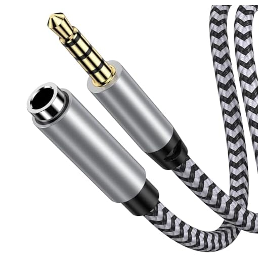 HOOTEK Headphone Extension Cable 6FT 3.5mm Male to Female Stereo Audio Extension Cable with Microphone Nylon Braided Aux Adapter Extender Cord for Headset iPhone iPad Smartphones Tablets Media Players