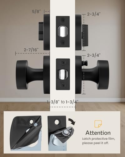 Image of Goldenwarm Black Door Knobs with Deadbolt, Zinc Alloy Exterior Front Door Knobs and Single Cylinder Deadbolt, Matte Black Front Door Locks Set (2 Pack)