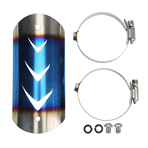Image of Heat Shields Pipe Shield, Exhaust Muffler Pipe Protector Stainless Steel Heat Shield Cover Universal for Motorcycle(Toasted blue)