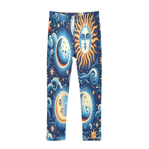 Toddler Girls Leggings Printed Yoga Pants Leggings Graffiti Blue Sun Moon for Kids