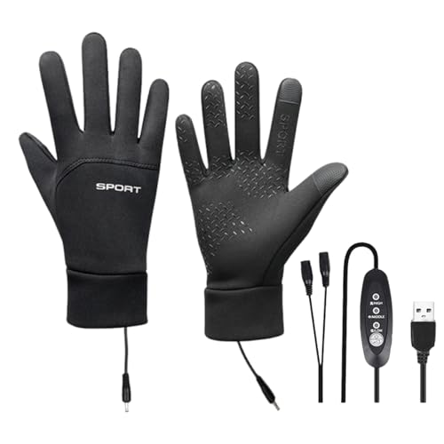 Guantes térmicos para hombre, calentadores de manos de doble cara, guantes cálidos impermeables de 3 ajustes, guantes térmicos de ciclismo, esquí, al aire libre, camping, conducción, senderismo, clima