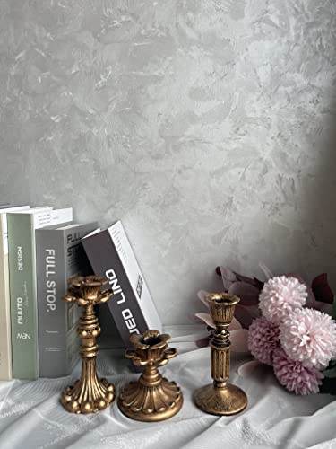 Kolnlala French Nostalgic Floral Resin Candle Holder Antique Bronze/Furniture Decoration/Retro Ornaments Candlestick(B Set Of 3) #TOP4