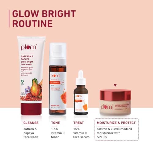 Plum Saffron & Kumkumadi Oil Daily Glow Bright Moisturizing Cream | Lightweight Moisturizer to Brighten Skin, Enhance Glow | With SPF 35 | UVA/UVB... - Image 7