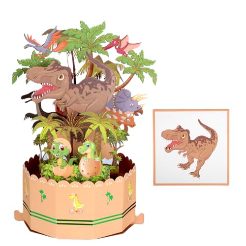 Pop Up Birthday Card for Jurassic Dinosaur Birthday Card for Dragon Lovers 3D Pop Up Cards for Dinosaur-Loving Kids Boys Girls Fun and Happy Children Greeting Cards with Envelop Message Card