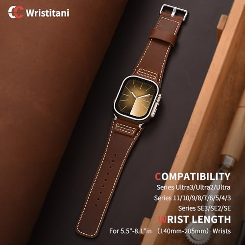 Image of Wristitani Genuine Leather Strap Compatible With Apple Watch