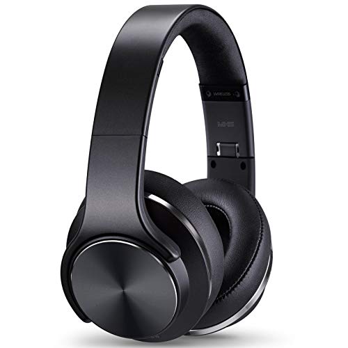 Ulian MH5 Wireless Bluetooth Headphones Over Ear Noise Cancelling Earphones, Extraodinary Hi-Fi Stereo Tone, Foldable, Loudspeaker & Headphone Change,24 Hours Playtime,3 Modes for Travel/Work, Black