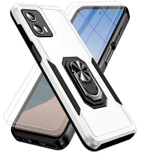 for Moto G 5G 2024 Case [Not Fit Power/Stylus] [15 FT Military Grade Drop Protection], Moto G Play 5G 2024 Case with 2X Tempered Glass Screen Protector, Phone Case for Moto G 5G 2024 (White)