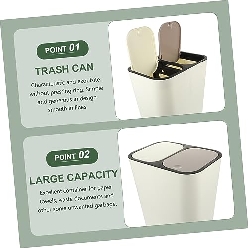 Caneca de basura para cocina Unomor blanca beige 13.2x11.4x8.2 in miniatura 3