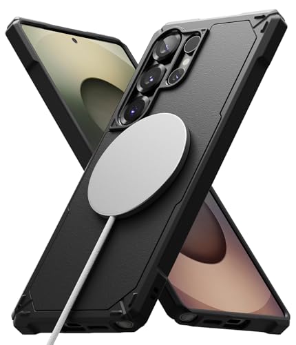 Ringke Rugged Gear [Compatible with MagSafe] Designed for Samsung Galaxy S25 Ultra Case, Oil & Dirt Resistant Reinforced Sides Protective Cover Precise Cutouts for Camera - Magnetic Black