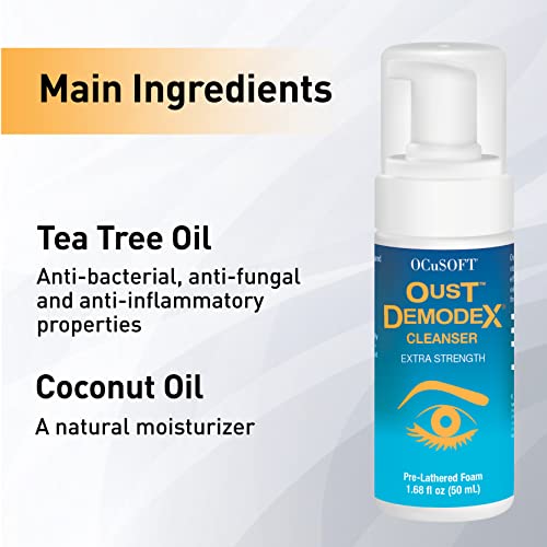 Ocusoft Oust Demodex Cleanser Extra Strength Foam 50 Milliliters, Tea Tree Oil Foaming Cleanser For Irritated Eyelids Associated With Demodex Mites #TOP5