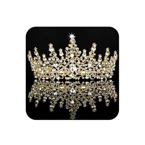 COCIDE Gold Tiara and Crown for Women Crystal Queen Crown Rhinestone Tiara for Girl Bride Wedding Hair Accessories for Bridal Birthday Party Prom