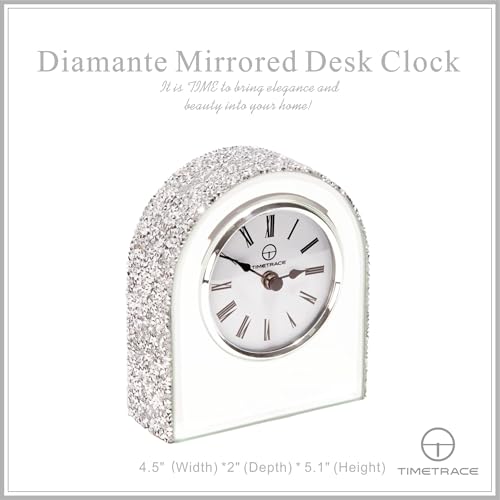 Reloj de mesa de cristal de espejo y diamantes, accesorio de 13 cm antidecoloración 5