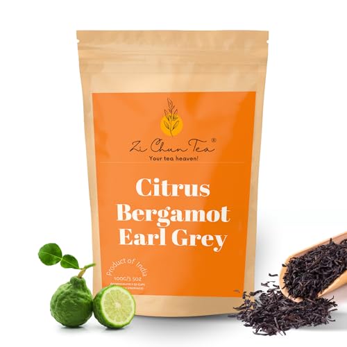 Image of Zi Chun Earl Grey Tea Loose Leaf with Real Bergamot Fruit Pieces, 3.5oz