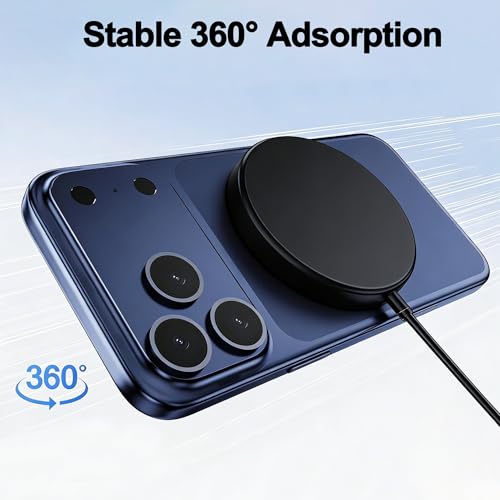Magnetic Wireless Charger Apple Mag-Safe Charger,[Apple MFi Certified] iPhone Charger Block&15W Wireless Charging Pad for iPhone 17 Pro Max/17 Pro/17 Air/17/16/15/14/13/12/11,AirPods Pro 3/2(Black) - Thumbnail 6