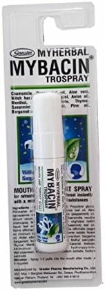 3 packs of Mybacin Mouth and Throat Spray. Xylitol Formula, Sugar free. Specially formulated to overcome bad breath from smoking, drinking, and eating spicy foods. (4.5ml./ pack).