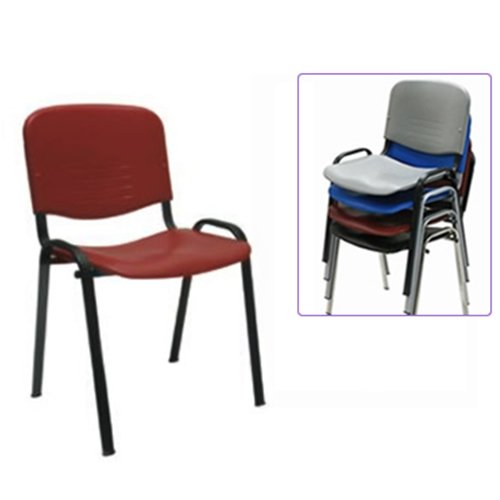 Silla Auxiliar/Colectividades. PVC Color Negro. Patas Metal Negro