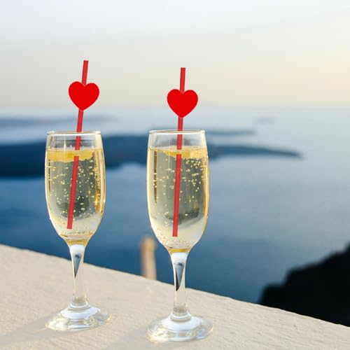 20 pitillos desechables de papel, 7.7 pulg, forma corazón miniatura 3
